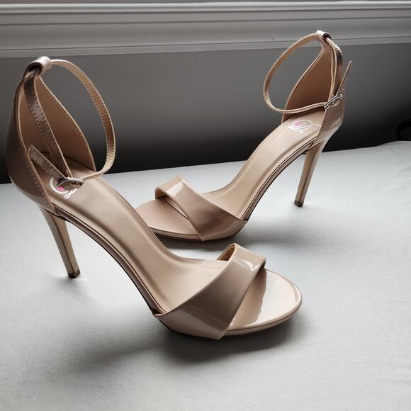Women's Nude Heel Pumps Open Toe Size 10 NWOT - Picture 1 of 7